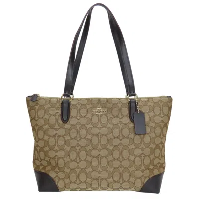Pre-owned Coach Signature Canvas Leather Tote Bag () In Yellow