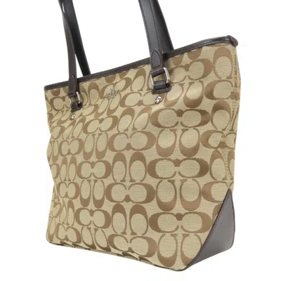 Pre-owned Coach Signature Canvas Leather Tote Bag () In Multi