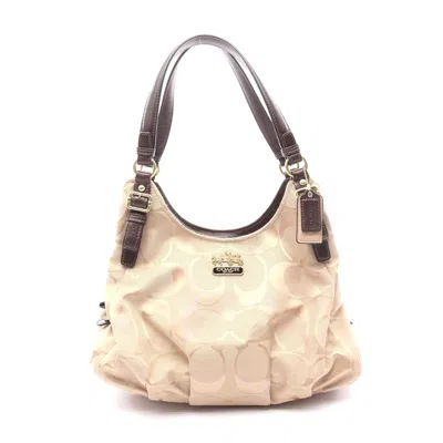Coach Signature Canvas Leather Tote Bag In Sand