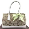 Coach Signature Canvas Leather Tote Bag In Sand