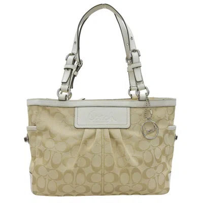 Coach Signature Canvas Leather Tote Bag In Sand