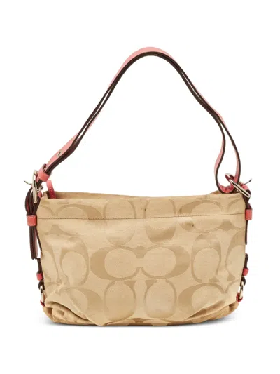 Pre-owned Coach Signature Canvas Shoulder Bag In Neutral