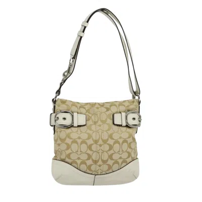 Pre-owned Coach Signature Canvas Shoulder Bag () In Sand