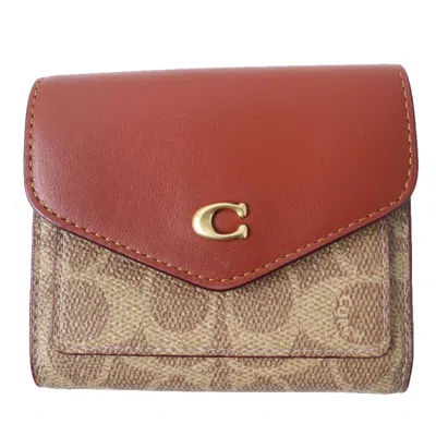 Coach Signature Canvas Small Wallet In Brown