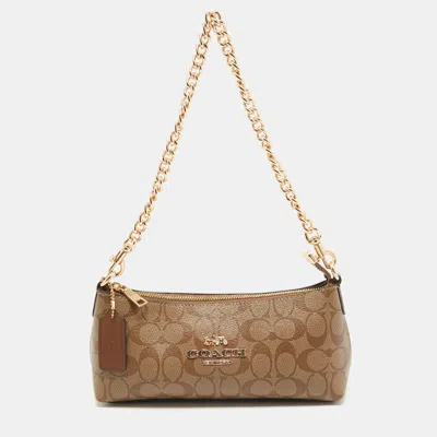 Coach Signature Coated Canvas Charlotte Shoulder Bag In Brown