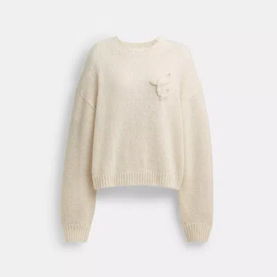 Coach Signature Crewneck Sweater In White