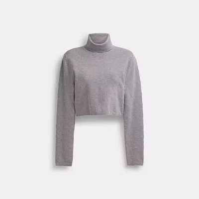 Coach Signature Cropped Turtleneck In Grey
