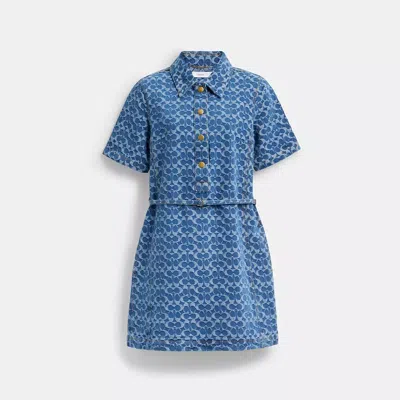 Coach Signature Denim Dress In Organic Cotton In Blue