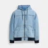 Coach Signature Denim Zip Jacket In Blue