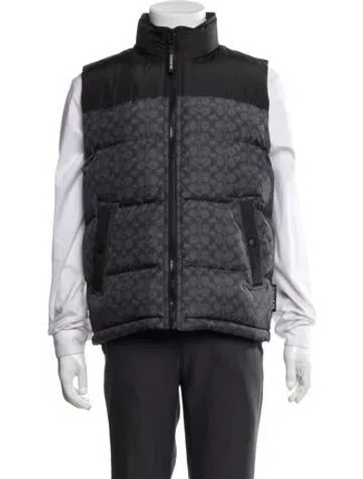 Pre-owned Coach Signature Down Vest Monogram Pattern Vest In Grey