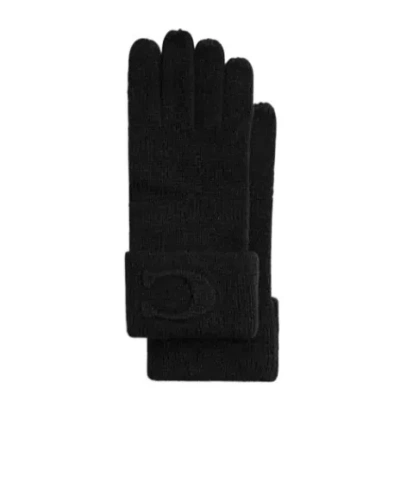 Coach Signature Embossed Knit Gloves In Black