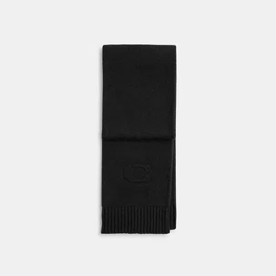 Coach Signature Embossed Knit Muffler In Black