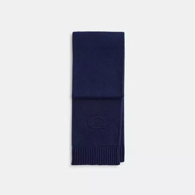 Coach Signature Embossed Knit Muffler In Blue