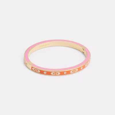 Coach Signature Enamel Hinged Bangle In Orange