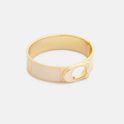 Coach Signature Enamel Statement Hinged Bangle Bracelet In Gold
