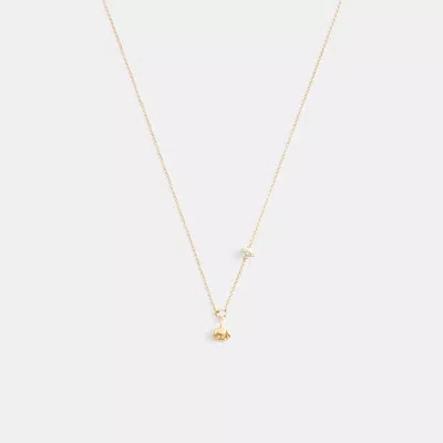 Coach Signature Flower Pendant Necklace In Gold