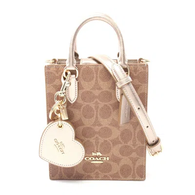 Coach Signature Handbag Pvc Leather Brown