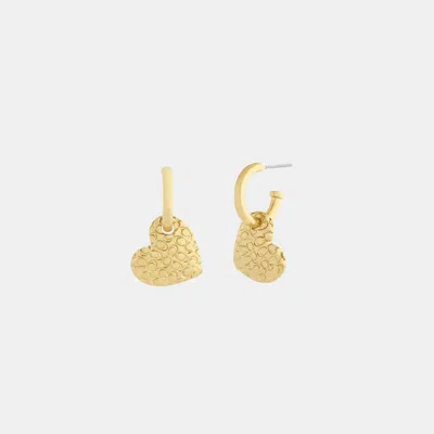 Coach Signature Heart Hoop Earrings In Gold