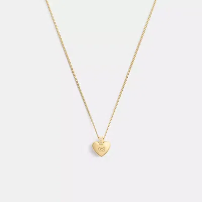 Coach Signature Heart Pendant Necklace In Gold