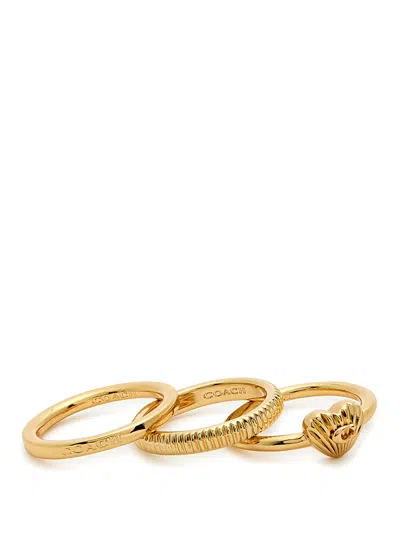 Coach Signature Heart Rings In Gold