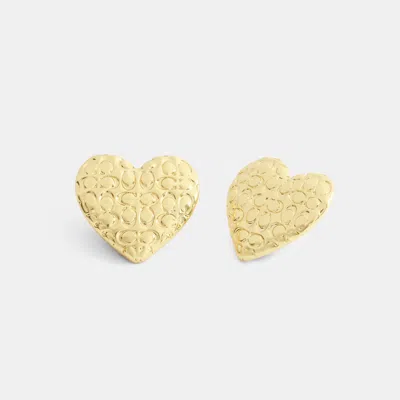 Coach Signature Heart Statement Earrings In Gold