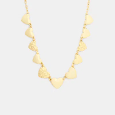 Coach Signature Heart Statement Necklace In Gold