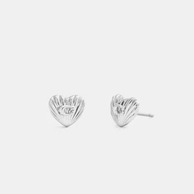 Coach Signature Heart Stud Earrings In Silver