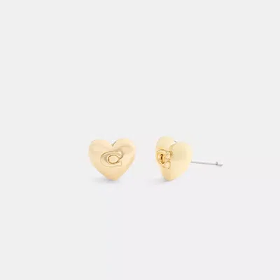 Coach Signature Heart Stud Earrings In Gold