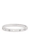 Coach Womens Rhodium Pegged C Monogram Hinged Cubic Zirconia And Brass Bangle In Silver