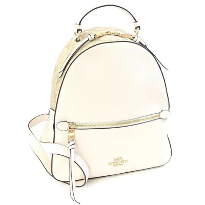 Pre-owned Coach Signature Ivory Signature Line Pvc Leather Backpack () In Multi