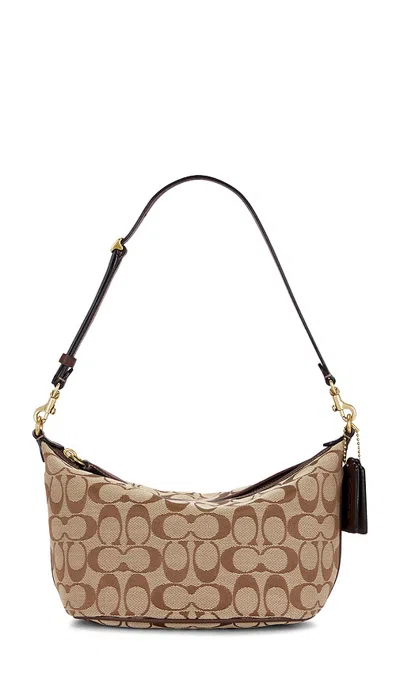 Coach Signature Jacquard Demi Shoulder Bag In Khaki Light Peach