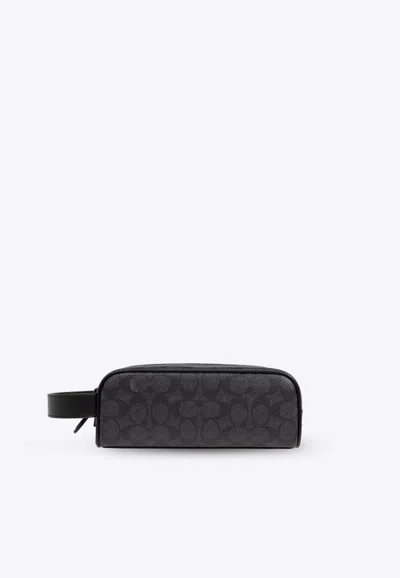 Coach Signature Jacquard Pouch Bag In Black