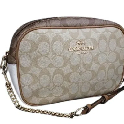 Pre-owned Coach Signature Khaki Pvc Leather Shoulder Bag () In Brown