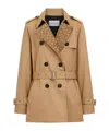 Coach Signature Lapel Short Trench In Classic Khaki
