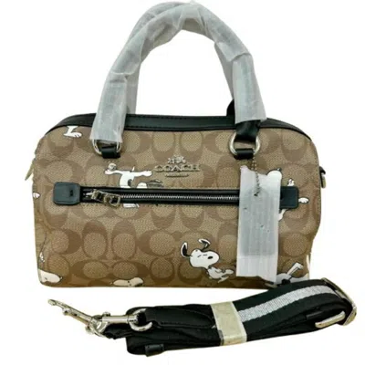 Pre-owned Coach Signature Leather Boston Bag Shoulder Bag () In Sand