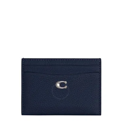 Coach Signature Leather Card Case In Blue