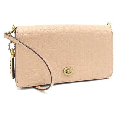 Pre-owned Coach Signature Leather Shoulder Bag () In Beige