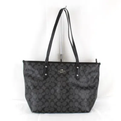 Pre-owned Coach Signature Leather Tote Bag () In Black