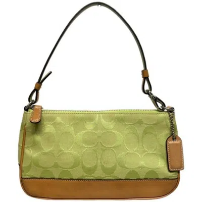 Pre-owned Coach Signature Line Canvas Handbag Pouch () In Multi