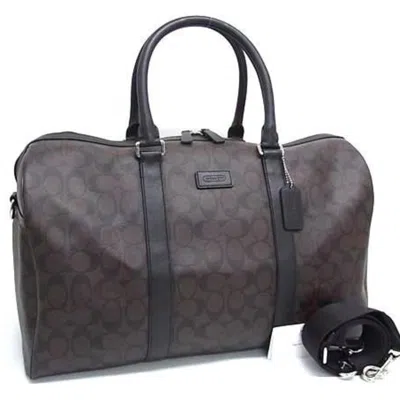 Pre-owned Coach Signature Line Canvas Leather Boston Bag Handbag Shoulder Bag Tote Bag () In Brown