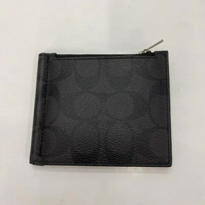 Pre-owned Coach Signature Line Money Clip () In Black