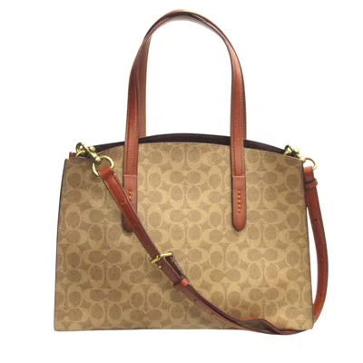 Pre-owned Coach Signature Line Tote Bag () In Sand