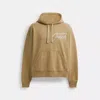 Coach Signature Long Sleeve Relaxed Americana Pullover Hoodie In Beige