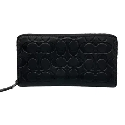 Pre-owned Coach Signature Long Wallet (bi-fold) () In Black