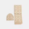 Coach Signature Metallic Beanie And Muffler Gift Set In White
