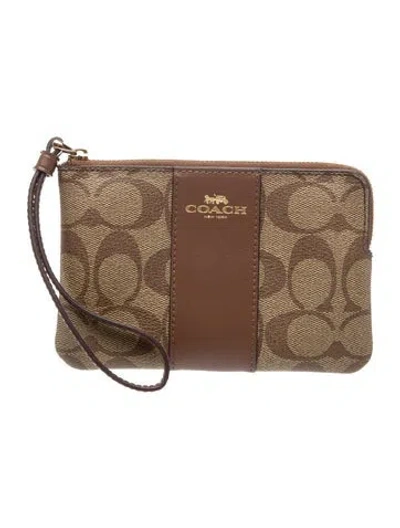 Pre-owned Coach Signature Minaudière In Brown