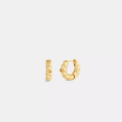 Coach Signature Mini Huggie Earrings In Gold
