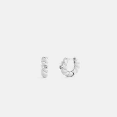 Coach Signature Mini Huggie Earrings In Silver