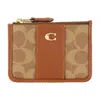 Shop Coach Signature Mini Id Skinny Card Case In Brown