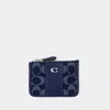 Coach Signature Mini Id Skinny Wallet In Blue